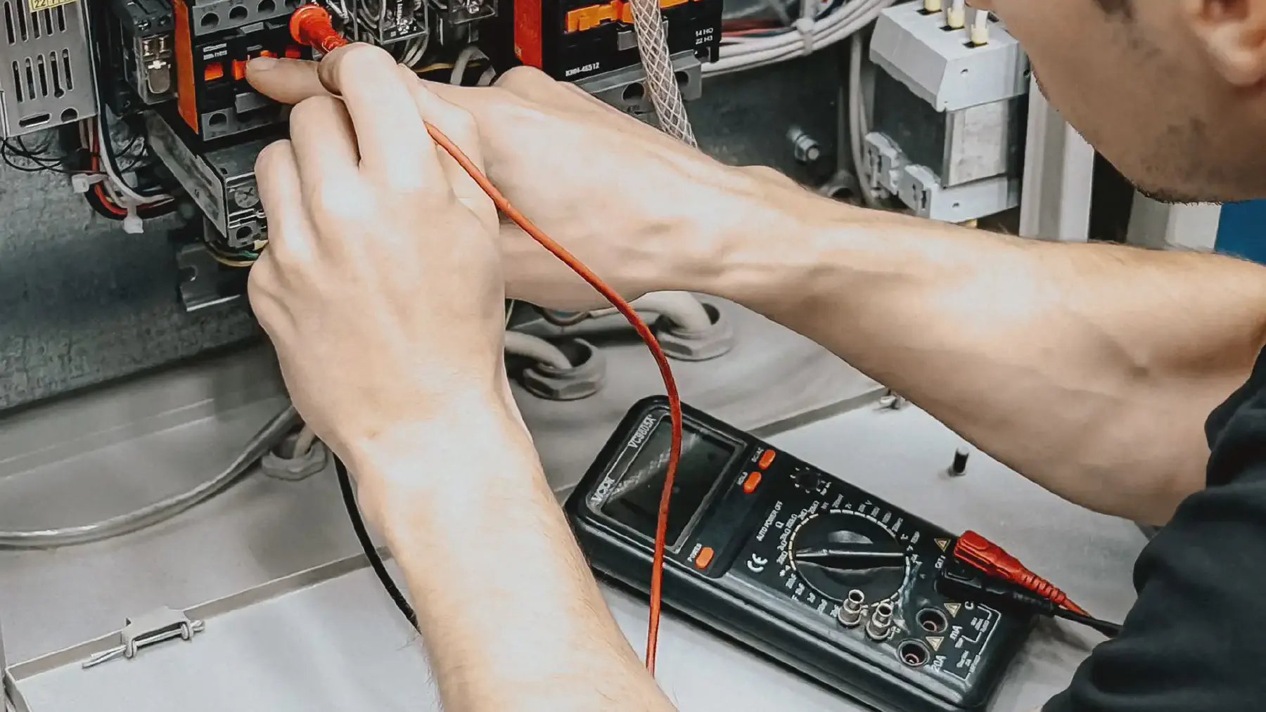 Test leads on a circuit during fault finding