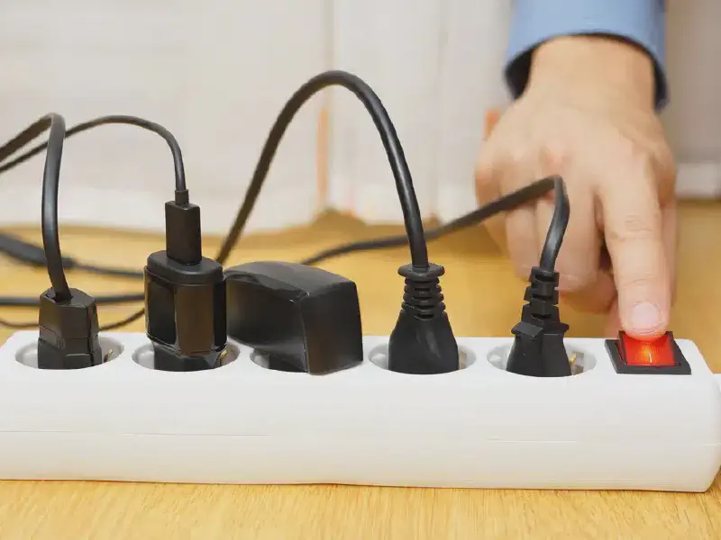 Surge protector fitted to a power outlet